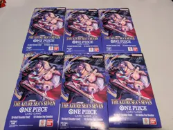 One Piece OP14 -THE AZURE SEA’S SEVEN -Sleeved Blister Booster Packs Lot of 6 - Image 1