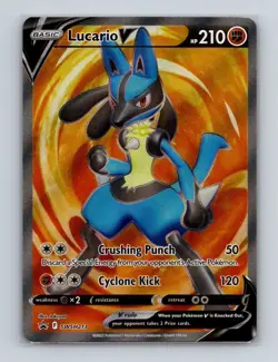 Lucario V SWSH213 Pokemon Sword & Shield Full Art Black Star Promo Card NM+ - Image 1