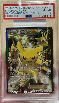 Pikachu EX XY Promo PSA 8 Pokemon Xy Black Star Promo #XY124 - Image 4