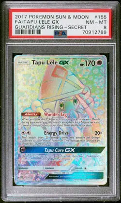 PSA 8 NM-MT Tapu Lele GX 155/145 Guardians Rising Secret Rare Holo Pokemon 2017 - Image 1