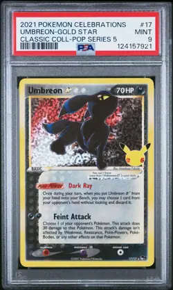Pokemon Card PSA 9 Umbreon Gold Star 17/17 Celebrations 25th Anniversary 2021 - Image 1