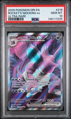 POKEMON DRI EN-DESTINED RIVALS 216 TEAM ROCKET'S NIDOKING EX ULTRA RARE - PSA 10 - Image 1