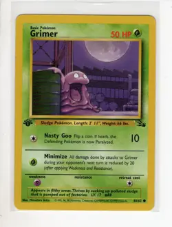 GRIMER 1ST EDITION FOSSIL SET POKEMON CARD 48/62 LP - Image 1