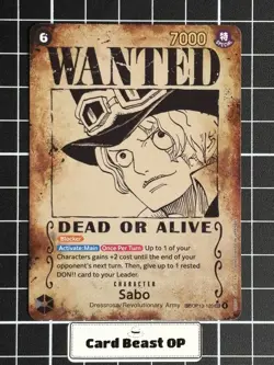 Sabo Wanted Poster Card SEC SP- OP13-120 - Carrying On His Will - English - Image 1