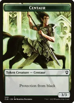 MTG 3/3 GREEN CENTAUR WITH PROTECTION FROM BLACK TOKEN MTG - BATTLE FOR BALDUR - Image 1