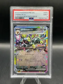 Pokemon Prismatic Evolutions Umbreon ex 060/131 Surprise Box Stamped PSA 9 - Image 1