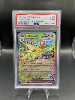 Pokemon Prismatic Evolutions Leafeon ex 006/131 Surprise Box Stamped - PSA 9 - Image 1