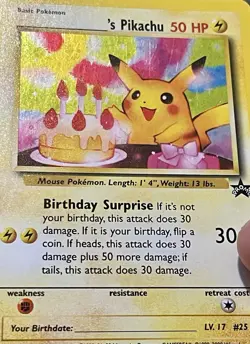 1999 - 2000 Birthday Pikachu Black Star Promo Card # 24 LP See Pictures - Image 3