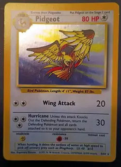 POKEMON TCG GAME PIDGEOT RARE HOLO #8/64 CARD 1999 WOTC MISPRINT *NO SYMBOL* - Image 1