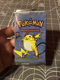 Vintage 1999 Pokemon TCG Base Set 2 Raichu Empty Booster Pack Wrapper - Image 1