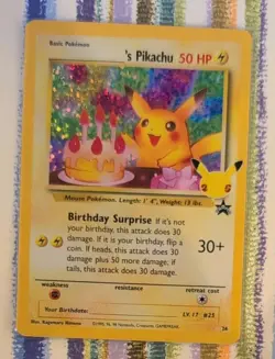 Pikachu Black Star Birthday Celebrations Card 25th Anniversary #24 Pokemon Card - Image 1