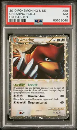 2010 POKEMON UNLEASHED URSARING PRIME #89 ULTRA RARE HOLO PSA 7 NM #80553040 - Image 1