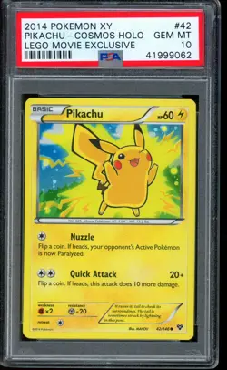 2014 Pokemon Pikachu Lego Movie Exclusive Cosmos Holo XY #42 PSA 10 GEM MINT - Image 1