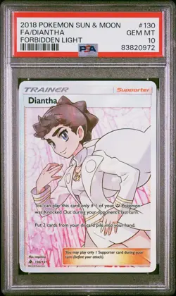 2018 Pokemon Diantha Full Art Forbidden Light Sun & Moon #130 PSA 10 GEM MINT - Image 1