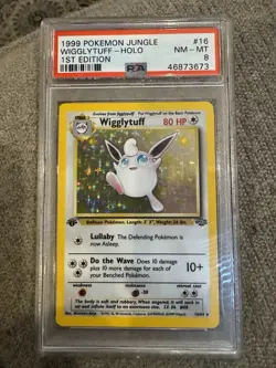1999 Pokemon Jungle Wigglytuff Holo PSA 8 1st Edition - Image 1