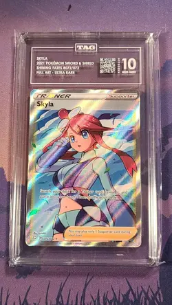 Pokemon TCG Skyla Trainer Full Art 72/72 Shining Fates TAG 10 Gem Mint - Image 1