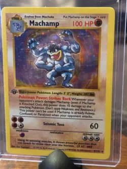 Pokemon TCG Machamp 1st Edition Base Set Holo Shadowless 8/102 LP Rare - Image 1