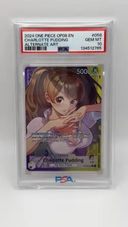 2024 One Piece OP08-058 Charlotte Pudding Alt Art PSA 10 GEM MINT Leader - Image 1
