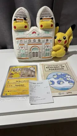 Pokemon Natural History Museum Pikachu Jumbo Card, plush And Ecology Booklet - Image 1