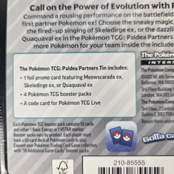 Pokemon TCG Paldea Partners Tin Quaquaval Ex320 Booster Packs New/Sealed - Image 2