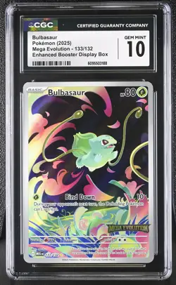 CGC 10 Bulbasaur 133/132 Enhanced STAMPED Promo Mega Evolution Pokemon Card - Image 1
