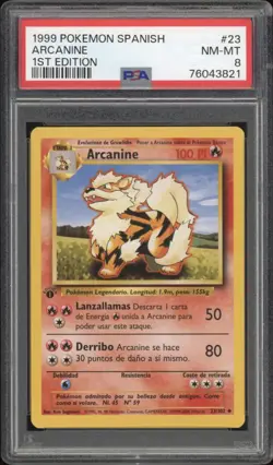 1999 Pokemon SPANISH 1st Edition Base Set Arcanine 23/102 PSA 8 NM-MT - Image 1