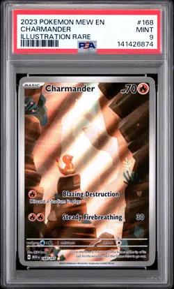 2023 POKEMON MEW EN-151 ILLUSTRATION RARE #168 CHARMANDER PSA 9 - Image 1