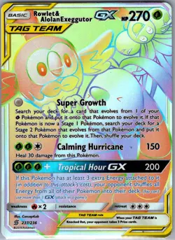Rowlet & Alolan Exeggutor GX 237/236 SM - Unified Minds - Pokemon Card - NM - Image 1