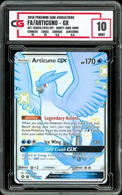 2019 Pokemon Sun & Moon SV54 Hidden Fates FA Articuno GX Holo ~ CG 10 GEM - Image 1