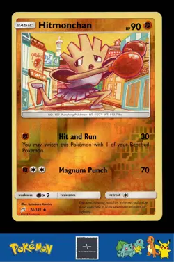 2019 Pokemon SM Team Up 74/181 Hitmonchan (Komiya) Reverse - Image 1