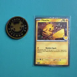 2026 Pikachu 051/162 Pokemon Day 30th Anniversary Stamped Promo TCG Plus Coin - Image 1