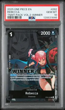2025 ONE PIECE TOURNAMENT PACK VOL.2 WINNER #092 REBECCA PSA 10 - Image 1