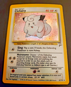 Pokemon TCG Clefairy Base Set 2 Holo Unlimited Rare Card 6/130 LP+ Condition - Image 1