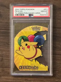 2000 TOPPS Pokemon Pikachu TV Animated Clear Cards PSA 10 PSA Cert # 75397410 - Image 1