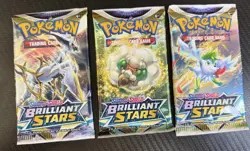 Pokemon Sword & Shield Brilliant Stars Booster Pack Lot, 3 Packs, 30 Cards - Image 1