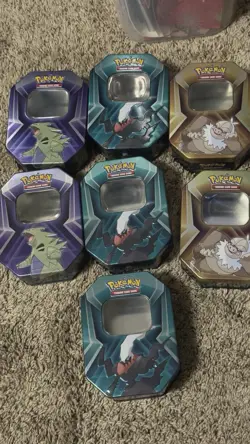 Pokemon TCG Triple Whammy Tins Tyranitar Darkrai Slaking 7 Tins Empty No Cards - Image 1