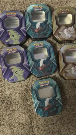 Pokemon TCG Triple Whammy Tins Tyranitar Darkrai Slaking 7 Tins Empty No Cards - Image 2