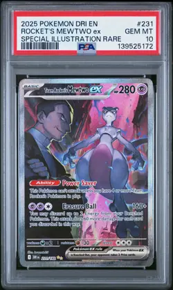 2025 POKEMON DRI EN-DESTINED RIVALS #231 TEAM ROCKET'S MEWTWO EX PSA 10 - Image 1