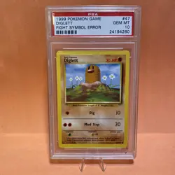 1999 Pokemon Game #47 Diglett Fight Symbol Error PSA 10 GEM MINT 47/102 Base Set - Image 1