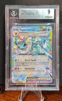 2025 POKEMON PRISMATIC EVOLUTIONS #023 VAPOREON EX BGS 9, RR - Image 1