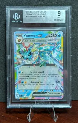 2025 POKEMON PRISMATIC EVOLUTIONS #023 VAPOREON EX BGS 9, RR - Image 3