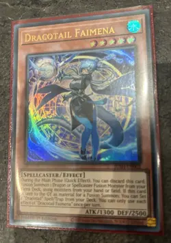 YUGIOH 1st Ed JUSH-EN002 ULTRA RARE DRACOTAIL FAIMENA - Image 1