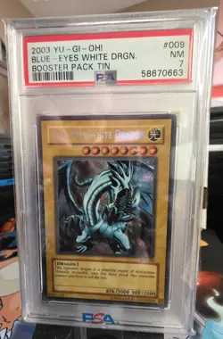 Yugioh Blue-Eyes White Dragon BPT-009 PSA 7 NM Secret Rare 2003 - Image 1