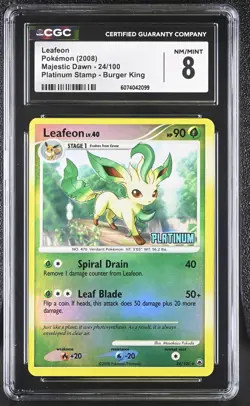CGC 8 Leafeon 2008 Majestic Dawn 24/100 Platinum Stamp Burger King Pokemon Card - Image 1