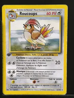 Roucoups 22/102 Edition 1 Ed 1 Set De Base Wizards Carte Pokemon FR - Image 2