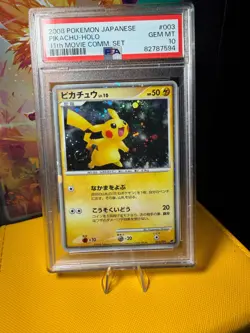 PSA 10 Pikachu #3 Japanese 11th Movie Pokemon 2008 - Image 1
