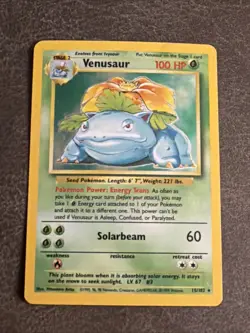 Pokemon - Venasaur Base Set Holo Rare Card 15/102 Unlimited Print WOTC LP-MP - Image 1