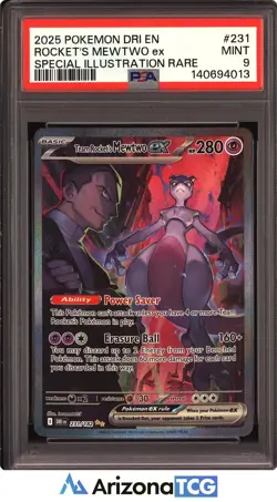 Pokemon 2025 Team Rocket's Mewtwo ex 231/182 SIR Destined Rivals PSA 9 - Image 1