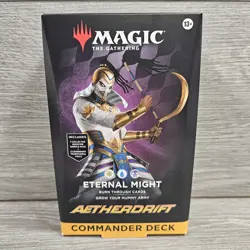 MTG Eternal Might Commander Deck Aetherdrift Hashaton Scarab's Fist New Box Dmg - Image 1