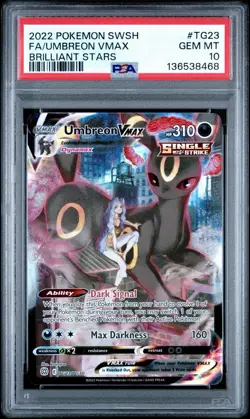 2022 POKEMON SWORD & SHIELD BRILLIANT STARS #TG23 FULL ART/UMBREON VMAX PSA 10 - Image 1